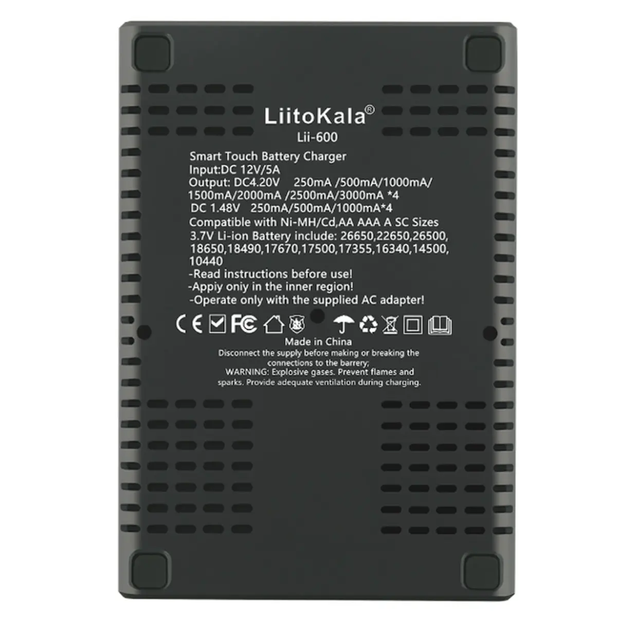 Універсальний інтелектуальний зарядний пристрій LiitoKala Lii-600 EU для акумуляторів + автомобільний кабель - Зображення 3