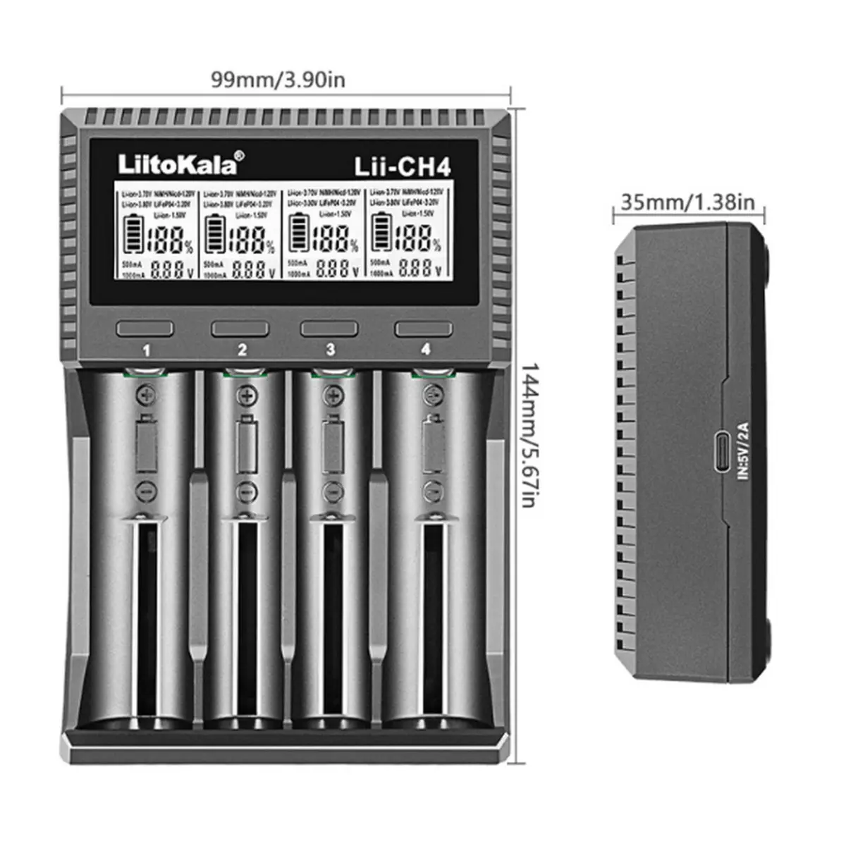 Універсальний зарядний пристрій LiitoKala Lii-CH4 5V 2A на 4 канали - Зображення 3