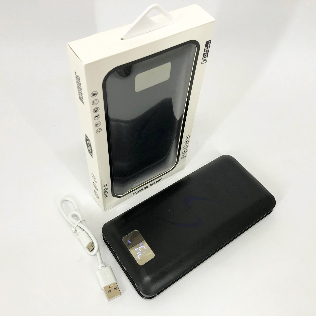 Мобільна зарядка портативна Power Bank 30000 mAh UKC, Зовнішній акумулятор, Зарядка power bank. Колір: чорний - Зображення 5