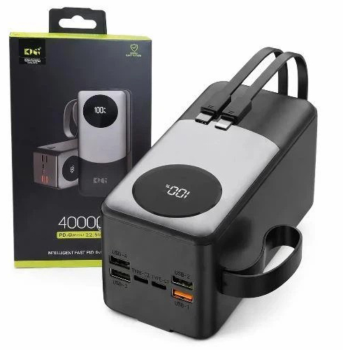 Універсальна мобільна батарея Power Bank King Power KPG-402X, 40000 mAh з швидкою зарядкою і кабелями - Зображення 4