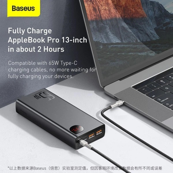 Павербанк 20000 mAh 65W для ноутбука зі швидкою зарядкою Power Bank Baseus Портативний зарядний пристрій - Зображення 6