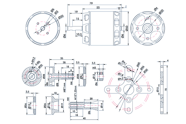 Мотор T-Motor AT4130 KV300 6-12S 3200W для літаків - Зображення 6